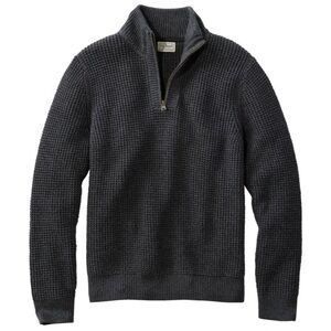L.L. Bean Men's Organic Cotton Waffle Sweater Quarter Zip Size XL Winter Office